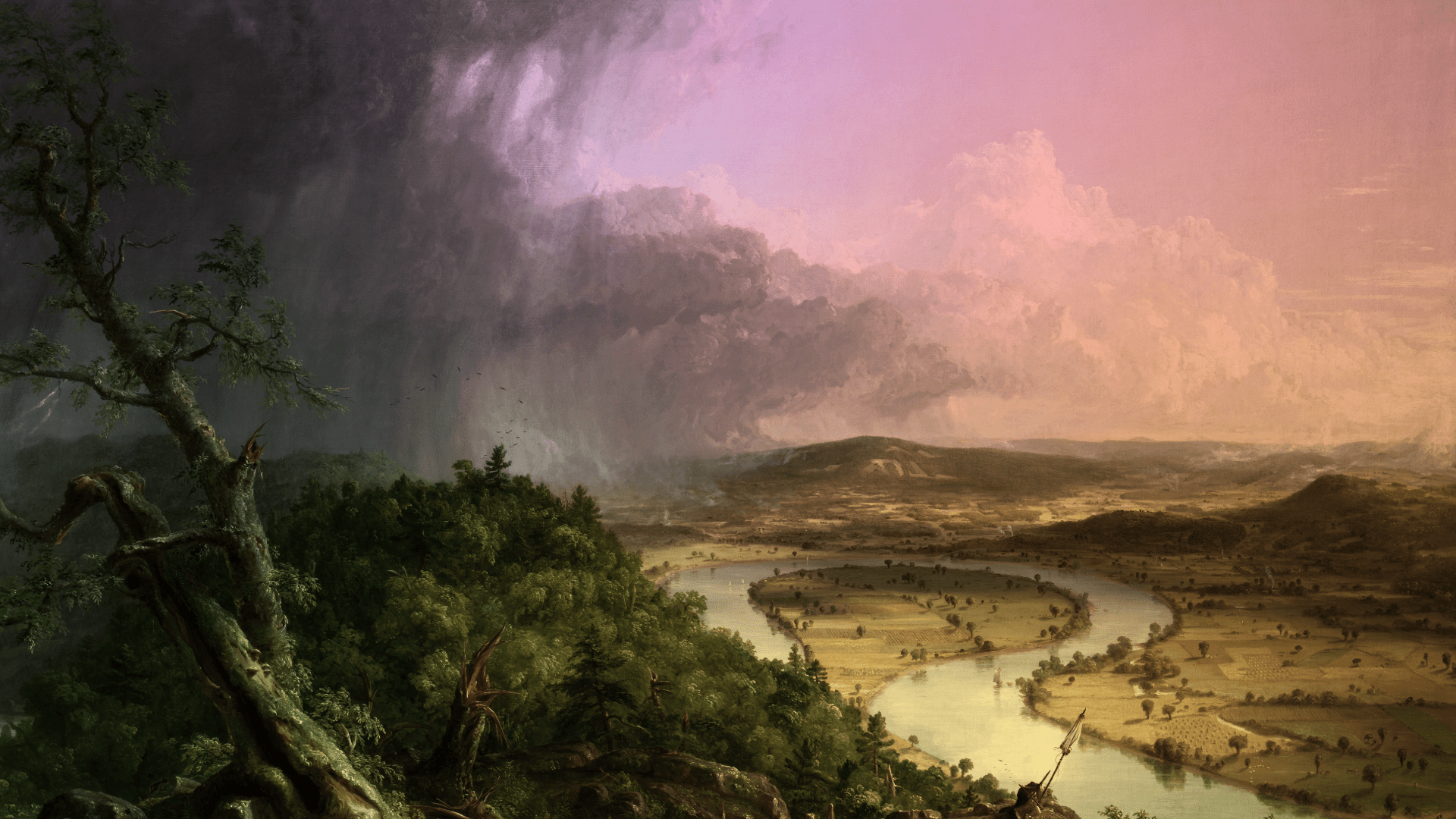 "View from Mount Holyoke, Northampton, Massachusetts, after a Thunderstorm&mdash;The Oxbow" by Thomas Cole