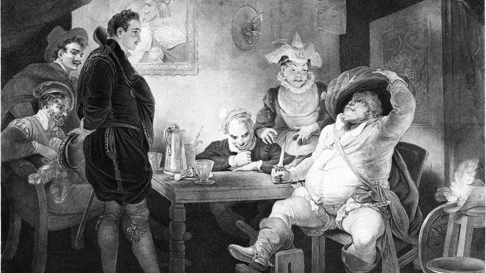 Falstaff, Prince Henry and Poins at the Boar's Head Tavern (Shakespeare, King Henry the Fourth, Part 1, Act 2, Scene 4)